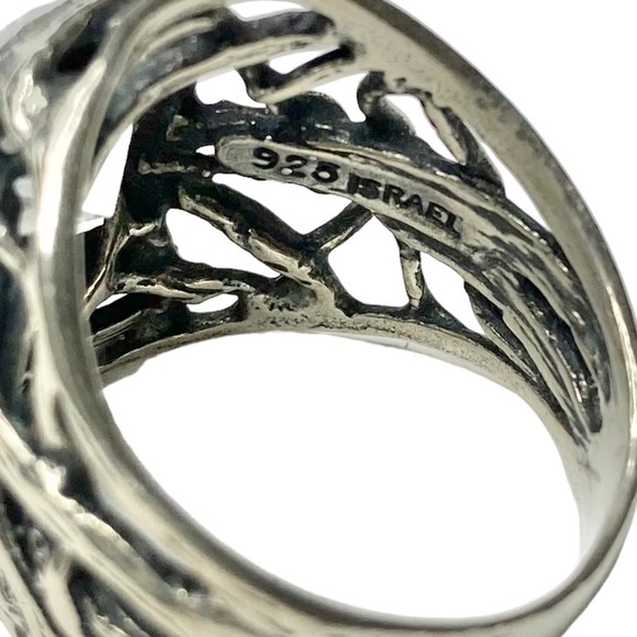 RARE Sterling Silver 925 Woven Branch Nest & Crystal CZ Boho Cocktail Ring 7 - Picture 9 of 14